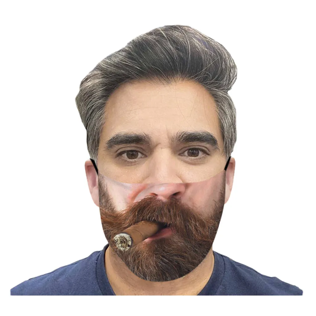 1 шт. унисекс забавной бородкой Печати Маски со ртом для лица с защитой от пыли