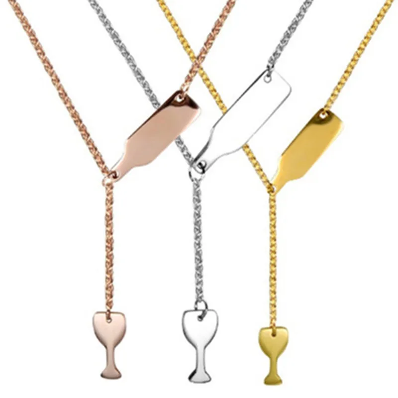 metal pendant necklace initial Long wine bottle boho cuban gold chain Beer Cup women jewelry Statement Gift Choker | Украшения и