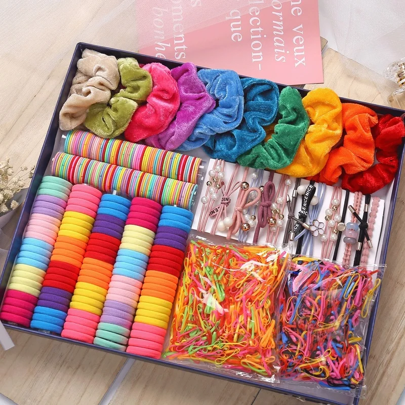 

2021 Elastic Hair Band Baby Hair Ring Rope Headwear Scrunchies 1000pcs Colors Kids Hair Accessories for Women Fashion Hair Tie
