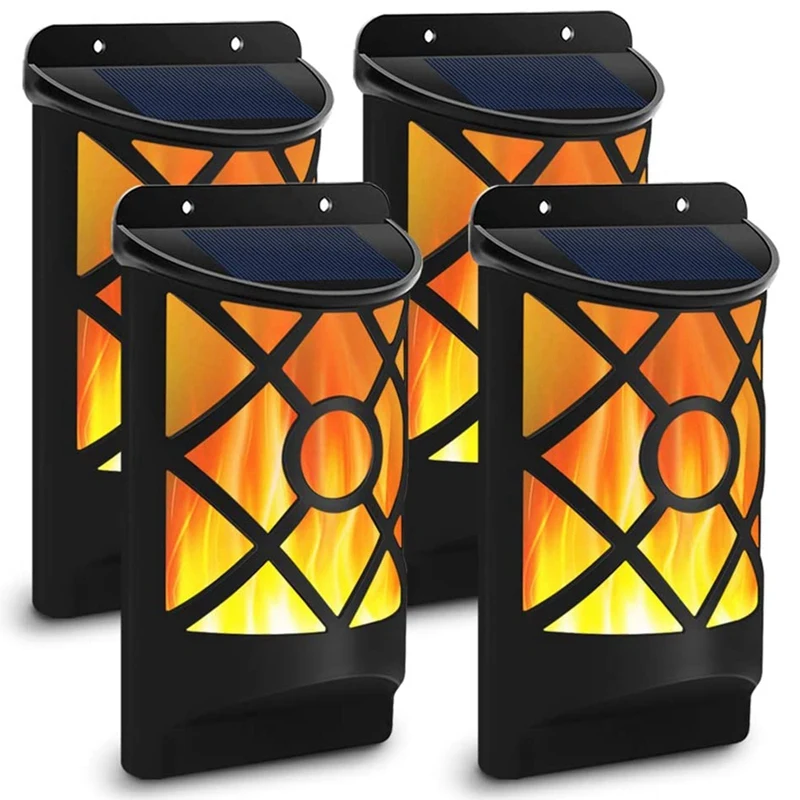 

4 шт. уличные фонари на солнечной батарее, водонепроницаемые фонари на солнечной батарее с мерцающим пламенем, настенные ночники