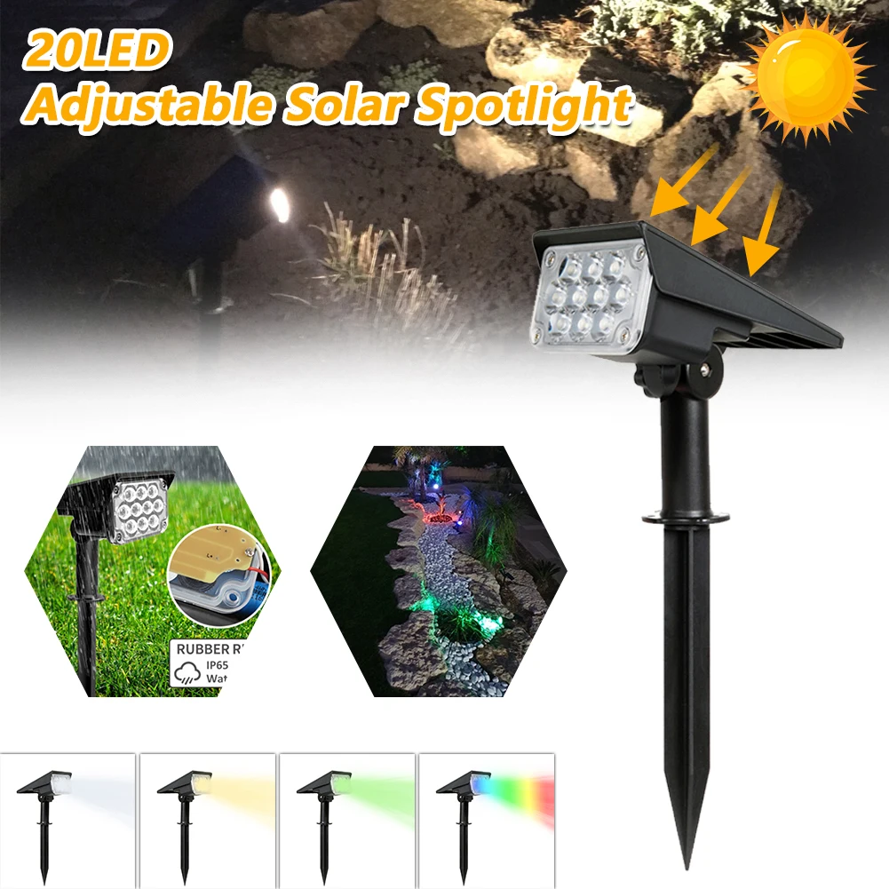 

20LED Adjustable Solar Spotlight Solar Garden Light IP65 Super Bright Landscape Wall Light Outdoor Light 6000k Solar Lamp