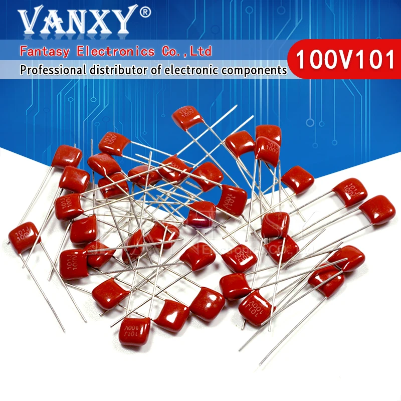 20 шт. 100V101J 100V 100PF 100P 101 63V101J шаг 5 мм CBB полипропиленовый пленочный конденсатор|film