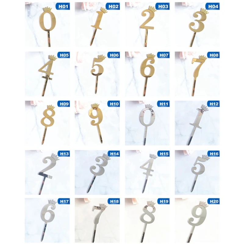 0 9 номерам топперы для торта с днем рождения Милая Корона номер торт флаг