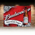 Пивной рекламный ретро-рекламный щит Bud Budweiser, винтажный металлический бар, паб, сарай, мужская пещера, знак