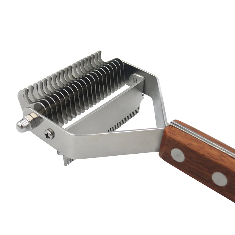 

Pet Double-sided Comb Dog Hair Removal Combs Brushs Open Knot To Remove Floating Hair Stainless Steel Blade With Wooden Handle