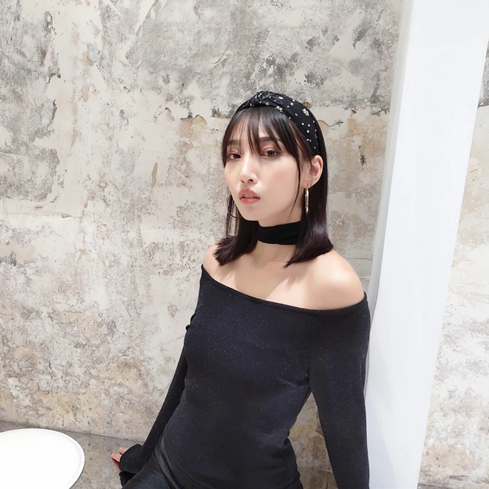 Женская повязка для волос бронзовая расшитая блестками экран пряжа завязывается