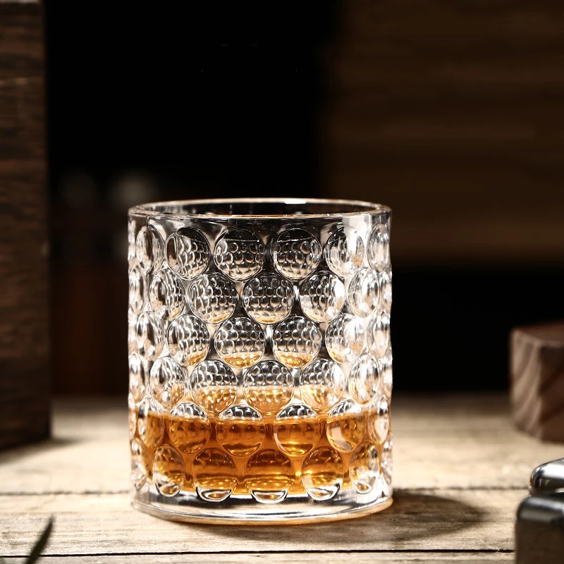 

Retro Embossed Whiskey Glass Polka Dot Water Cup Simple Bead Dot Beer Glass Bar Special Ice Hockey Cup