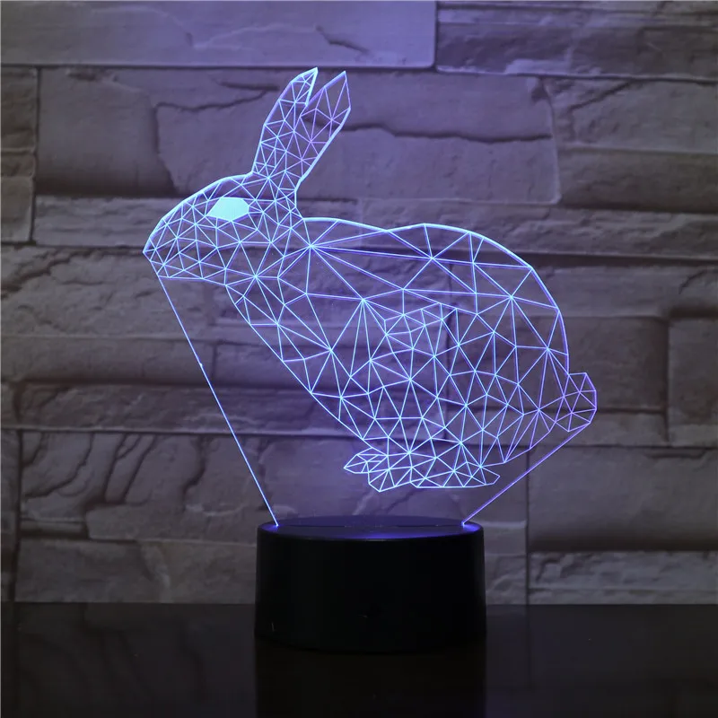 С забавными животными (кролик 3D светодиодный Ночной светильник с сенсорным