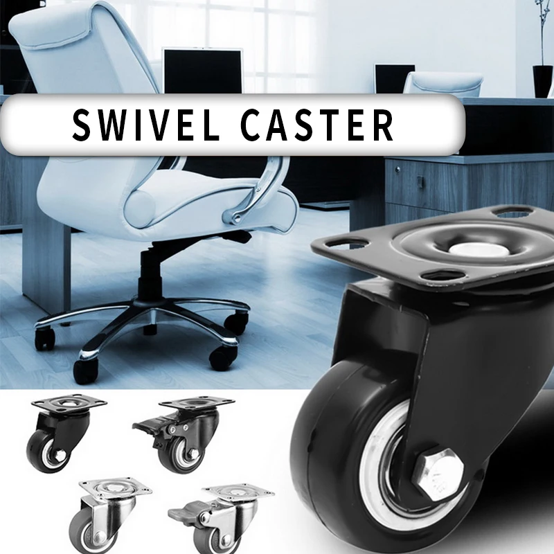 4 шт. мебельные ролики колеса мягкий резиновый шарнирный ролик Серебряное