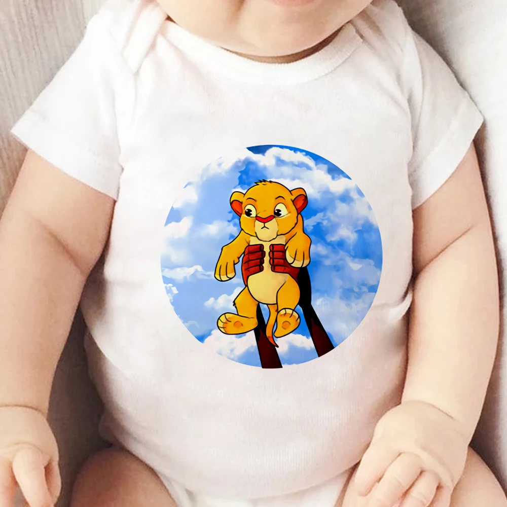 

Boys Girls Romper Disney Lion King Simba Print Summer Harajuku Newborn Jumpsuits Toddler Clothes Fashion Kawaii Baby Bodysuit