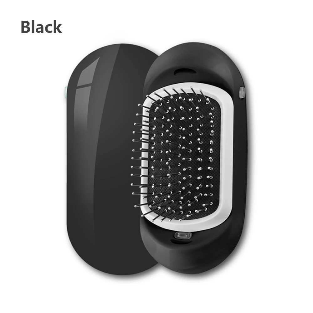 Black DIDIHOU электрическая Ионная Щетка для волос, портативный выпрямитель для волос, щетка с отрицательными ионами, Антистатическая Массажная щетка для волос, Ионная Щетка - Цвет: Black