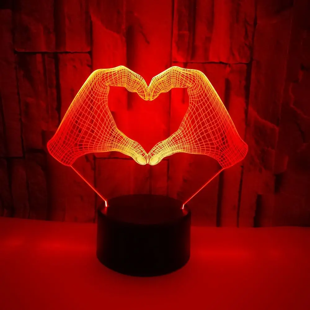 3D ночник с надписью Love Gesture светодиодный прикроватный светильник изменением 7