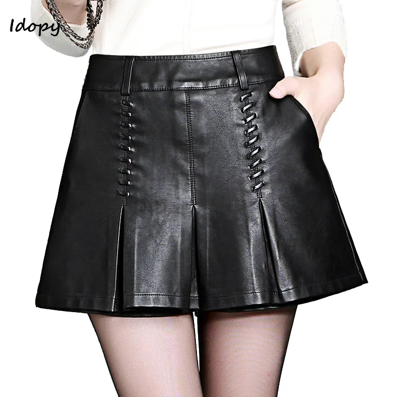 Шорты Idopy женские из искусственной кожи модные пикантные облегающие штаны с