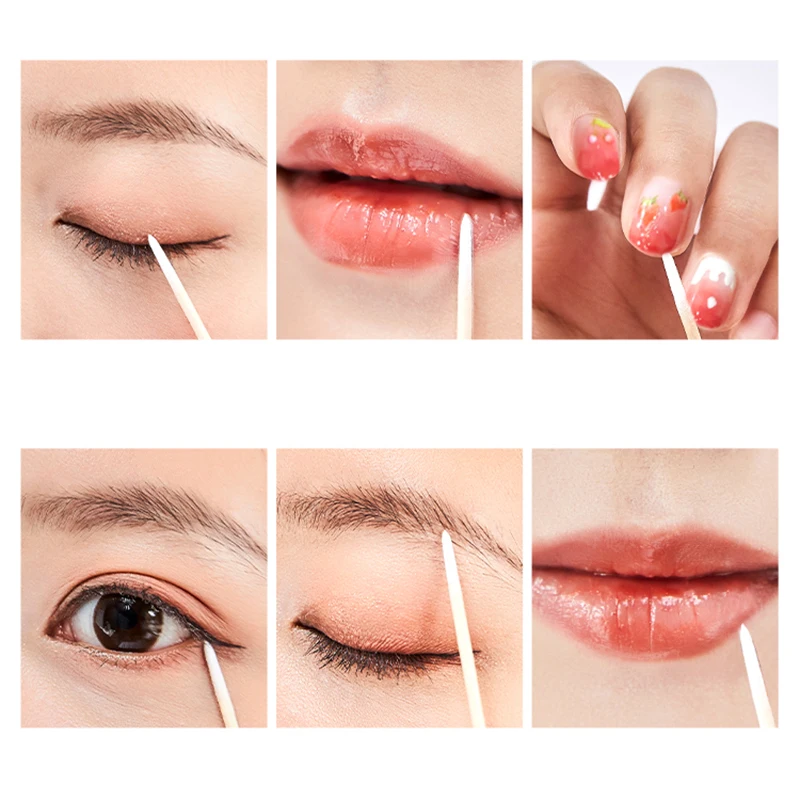 

100Pcs Disposable Jewelry Clean Sticks Buds Eyelash Glue Removing Tool Cotton Swab Lint Free Micro Brushe Wood Cotton Buds Swabs