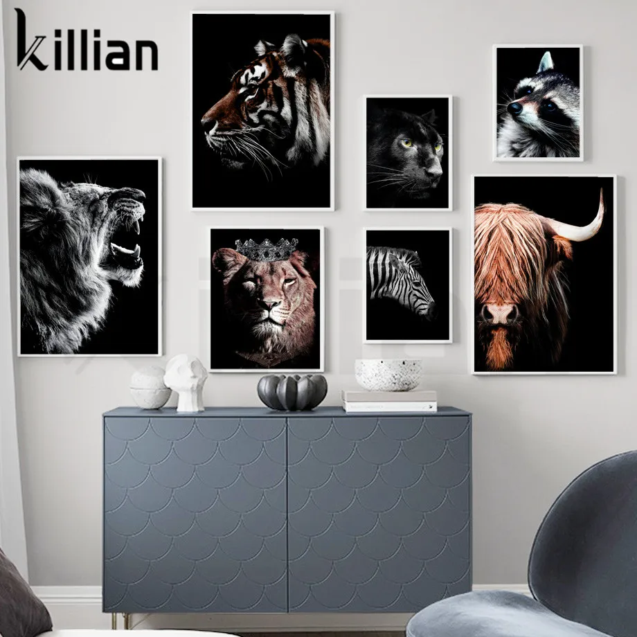 Настенная картина с изображением животных Льва тигра пантеры зебры быка - купить