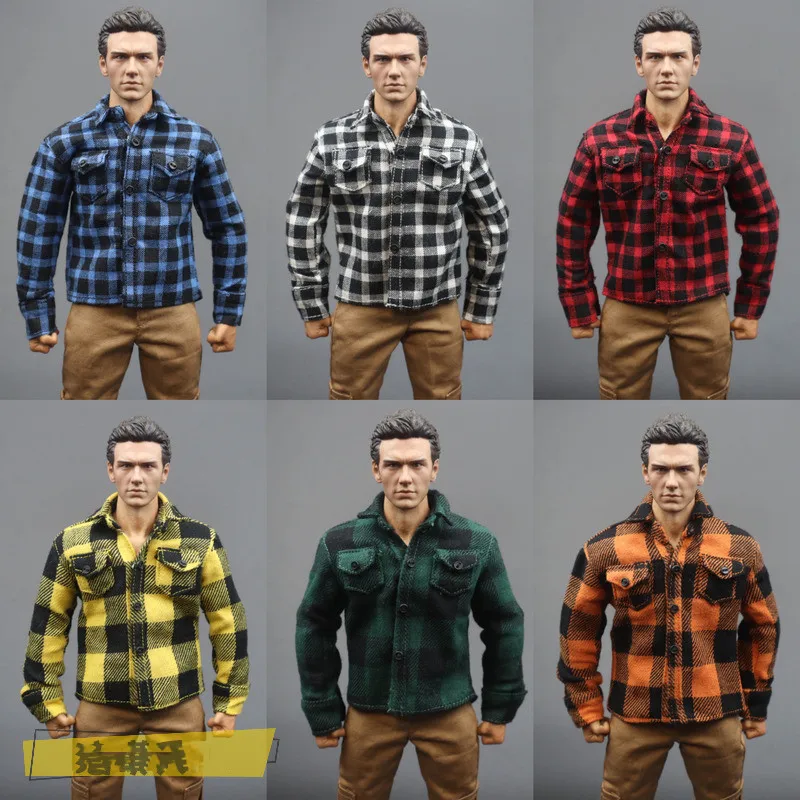 1/6 Scale Casual Loose Outfit Plaid Shirt Top Man Jacket Accessories Clothes for 12'' Male Action Figure Strong Body M35 M32 M31