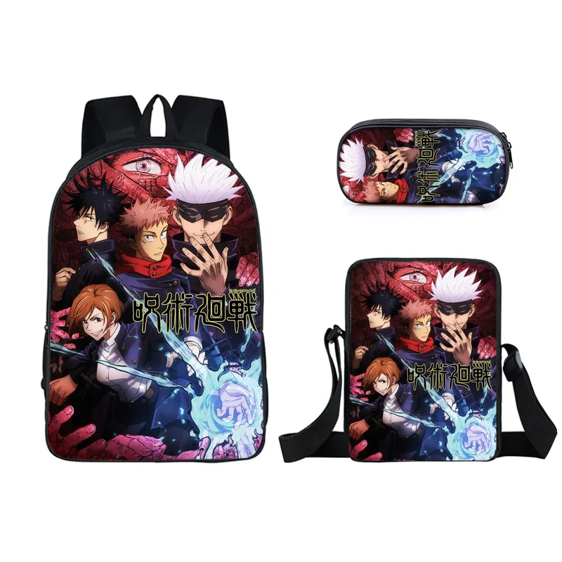 

Anime Jujutsu Kaisen backpack adult children's large capacity printed backpack three piece children's schoolbag gift