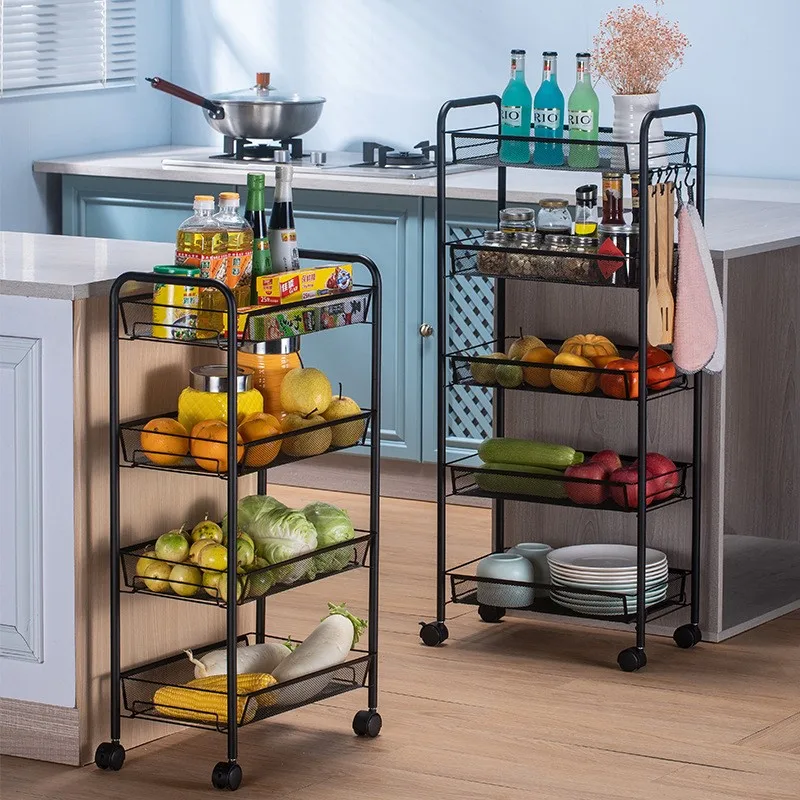

2/3/4 Tier Slim Storage Cart Mobile Shelving Unit Organizer Slide Out Storage Rolling Utility Cart Rack for Kitchen Bathroom