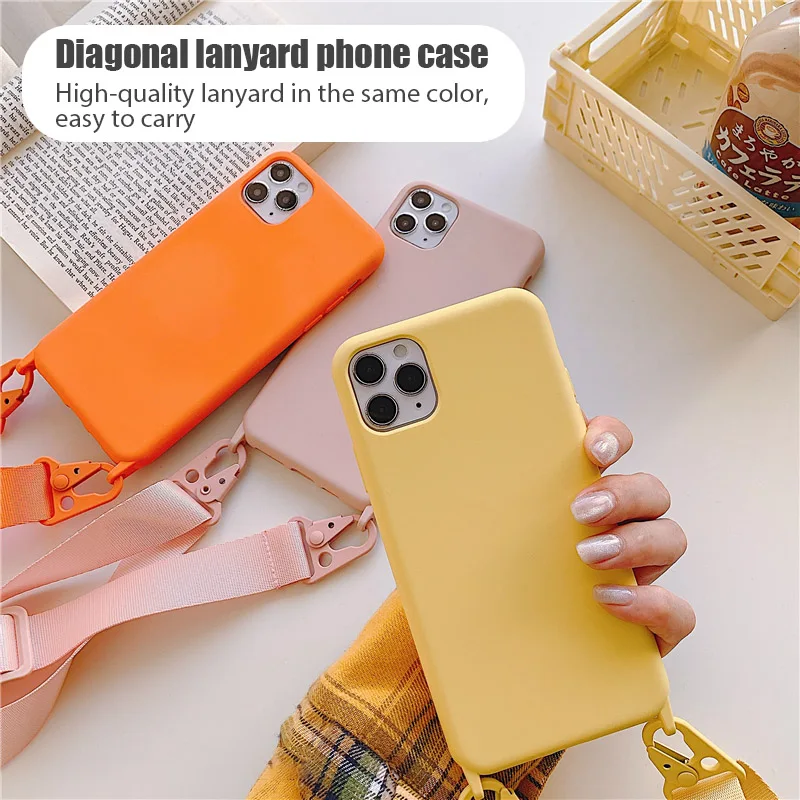 Однотонный чехол со шнурком для iphone 11 12 Xs Pro Max мини Плетеный тканевый с веревкой и