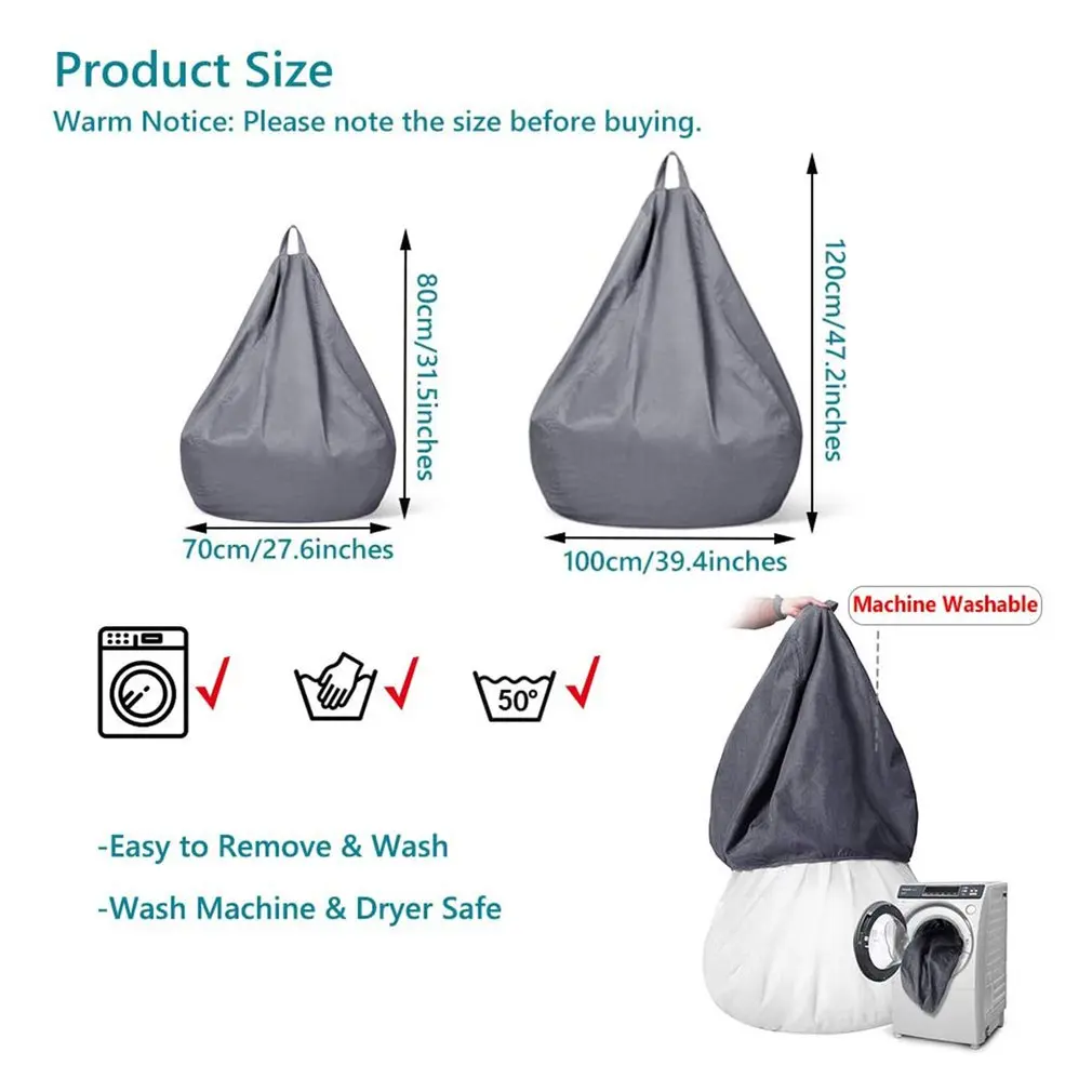 

Waterproof Lazy BeanBag Sofas cover Inner Lining (Filling not included )Suitable For Bean Bag Cover Stuffed Animal Toy