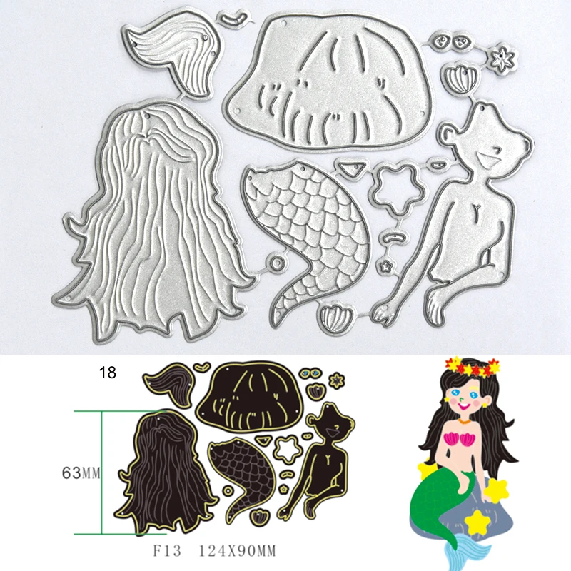 Русалка девушка и цветок металлические трафареты для пресс-формы скрапбукинга