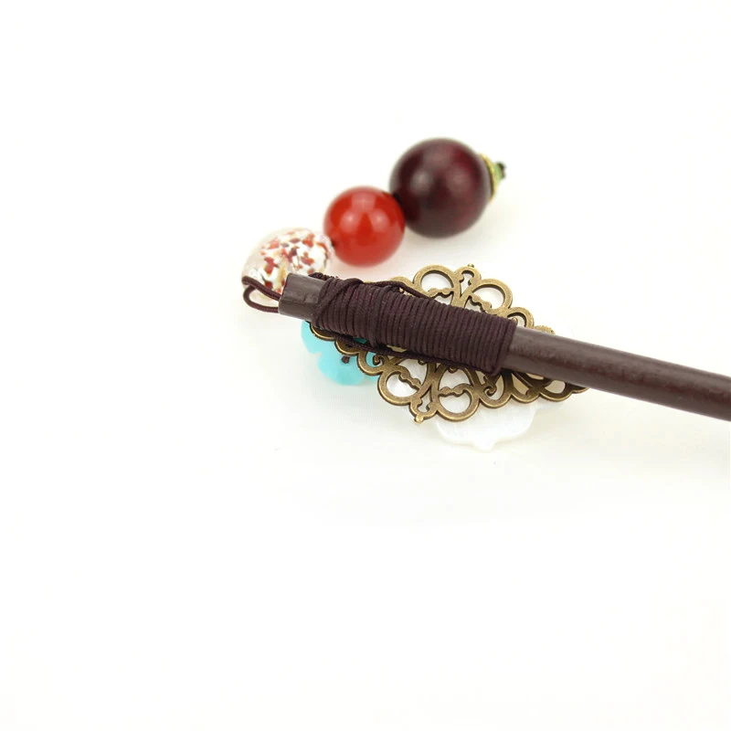 Канзаши палочка для волос корпус из розового дерева цветная глазурь китайский