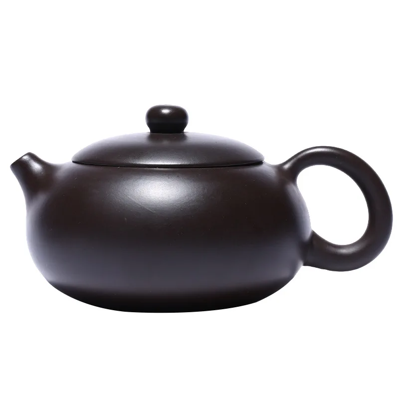 

Yixing famous Zisha teapot Handmade Black Mud Flat Xishi teapot household Kung Fu tea set household