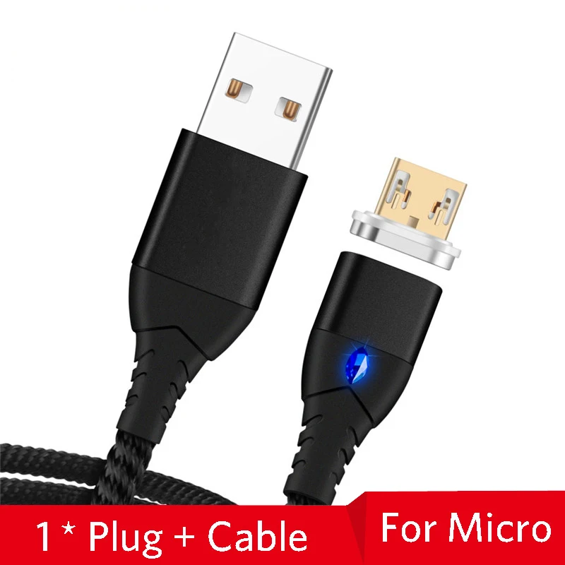 Black Micro Cable Магнитный Micro usb type-C кабель для Xiaomi Redmi Note 7 USB C кабель для iPhone 11X7 8 samsung Быстрая зарядка мобильного телефона зарядное устройство - Цвет: Black Micro Cable