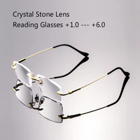 reading glasses man natural crystal stone glass lens hyperopia woman luxury rimless presbyopia eyeglasses 1 0 4 5 5 0 5 5 6 0