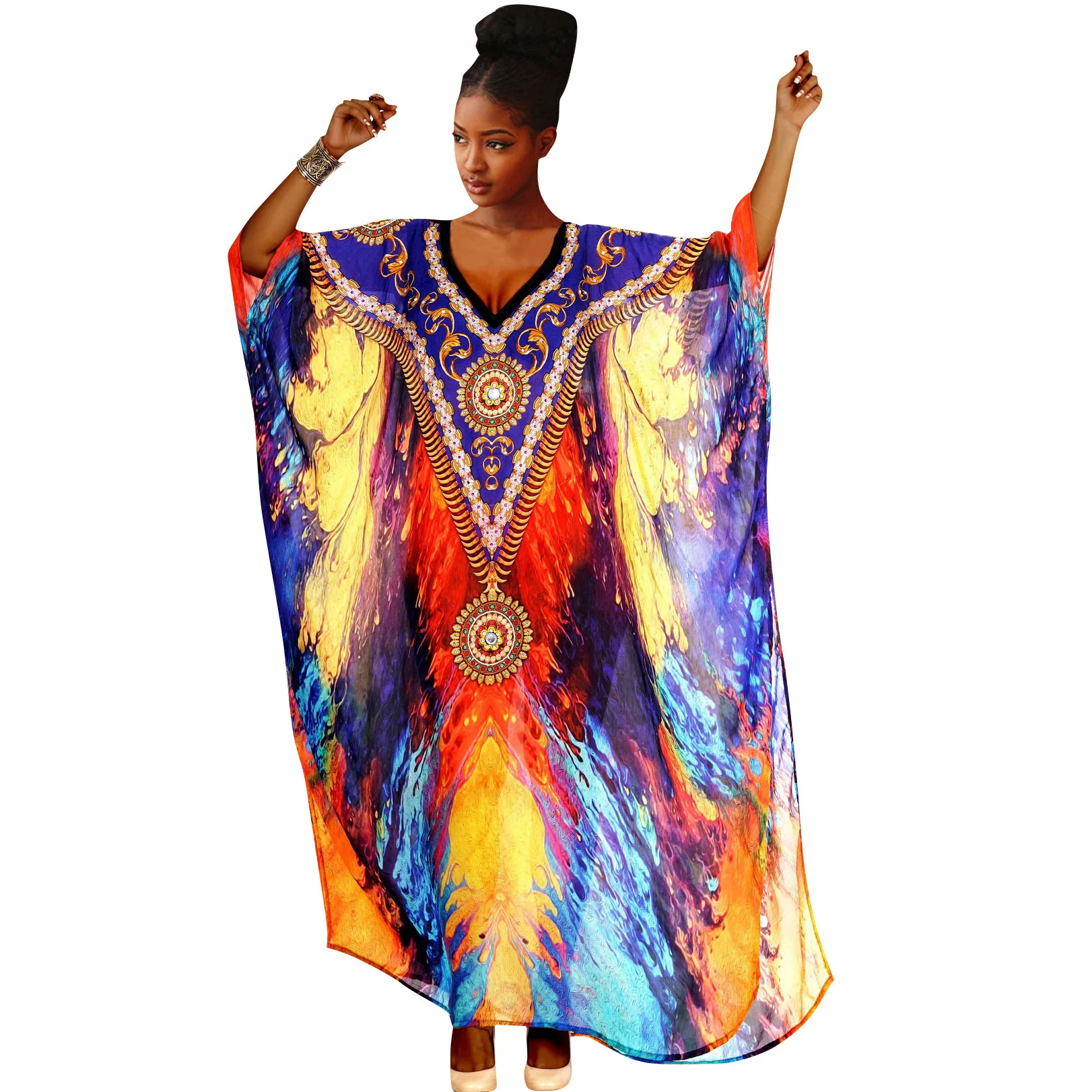 

2021 Summer Beach Cover Up Robe Vestido Loose Beach Pareo Swimsuit Holiday Beachwear Plus Size Bathing Suit Women Maxi Dress
