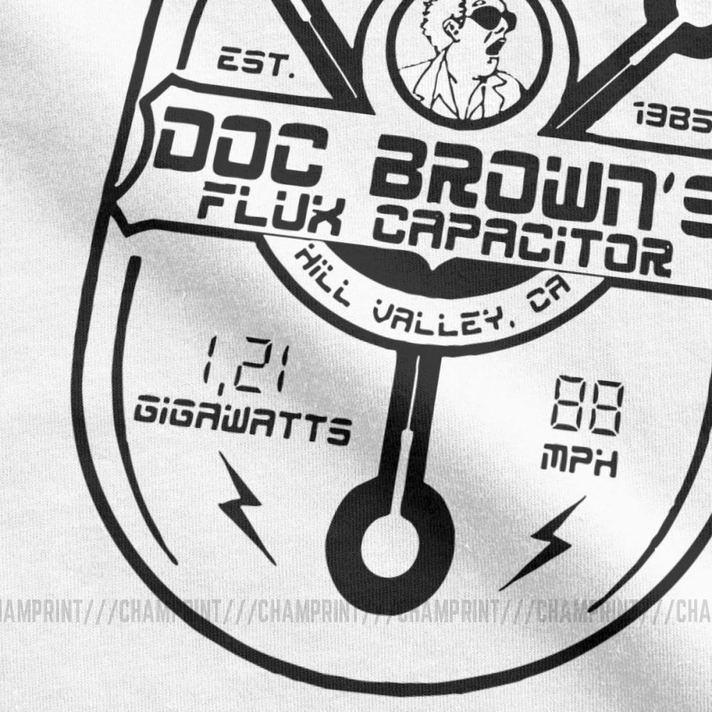 Творческий Doc Браун Back To The Future футболки для Для мужчин чисто хлопковые машина