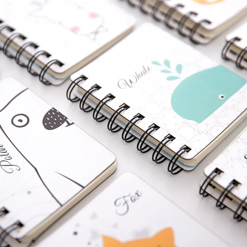 5 Pcs Notebook Variety Cute Cartoon Animal Pattern Rollover Notebook with Portable Mini Portable Pocket Notepad School Supplies