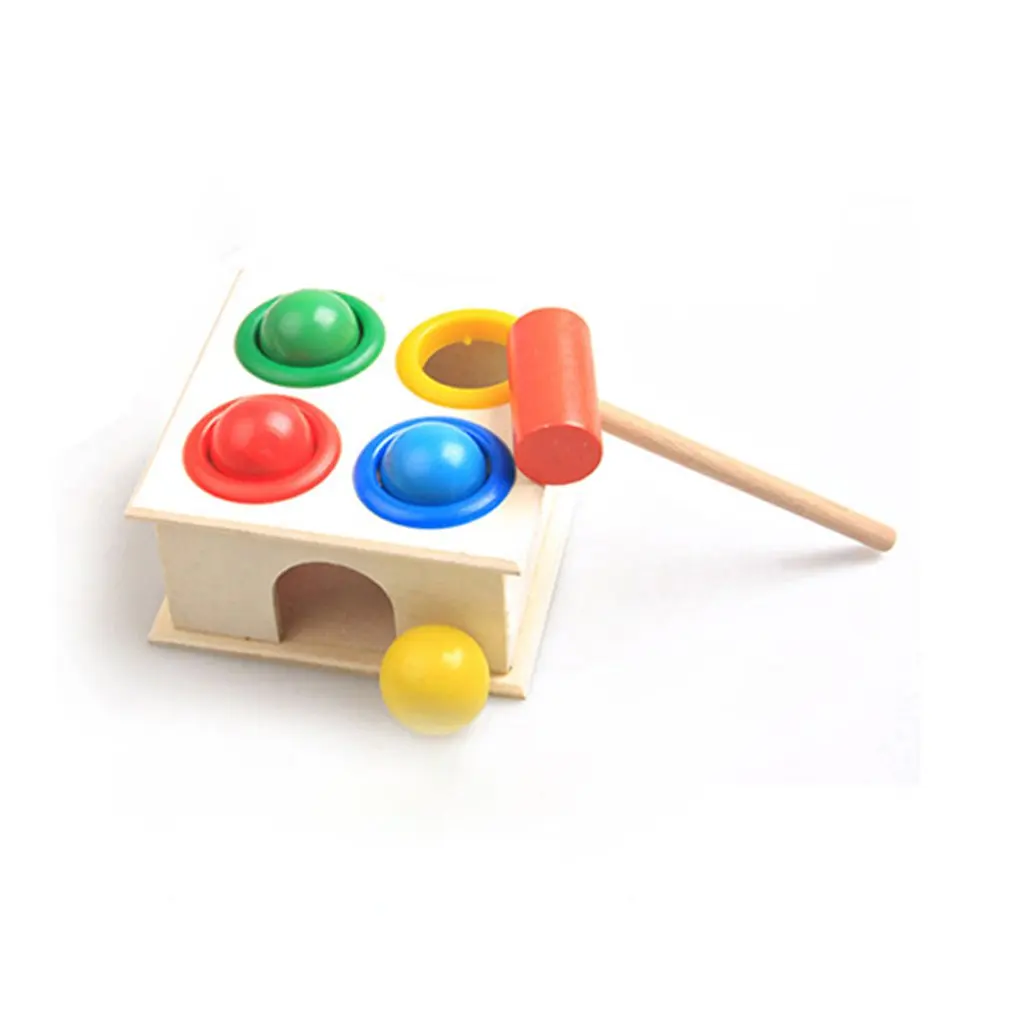 

Baby Beat Toys Colorful Wooden Hammering Ball+Wooden Hammer Box Children Kids Non-toxic Early Educational Toy Hot!