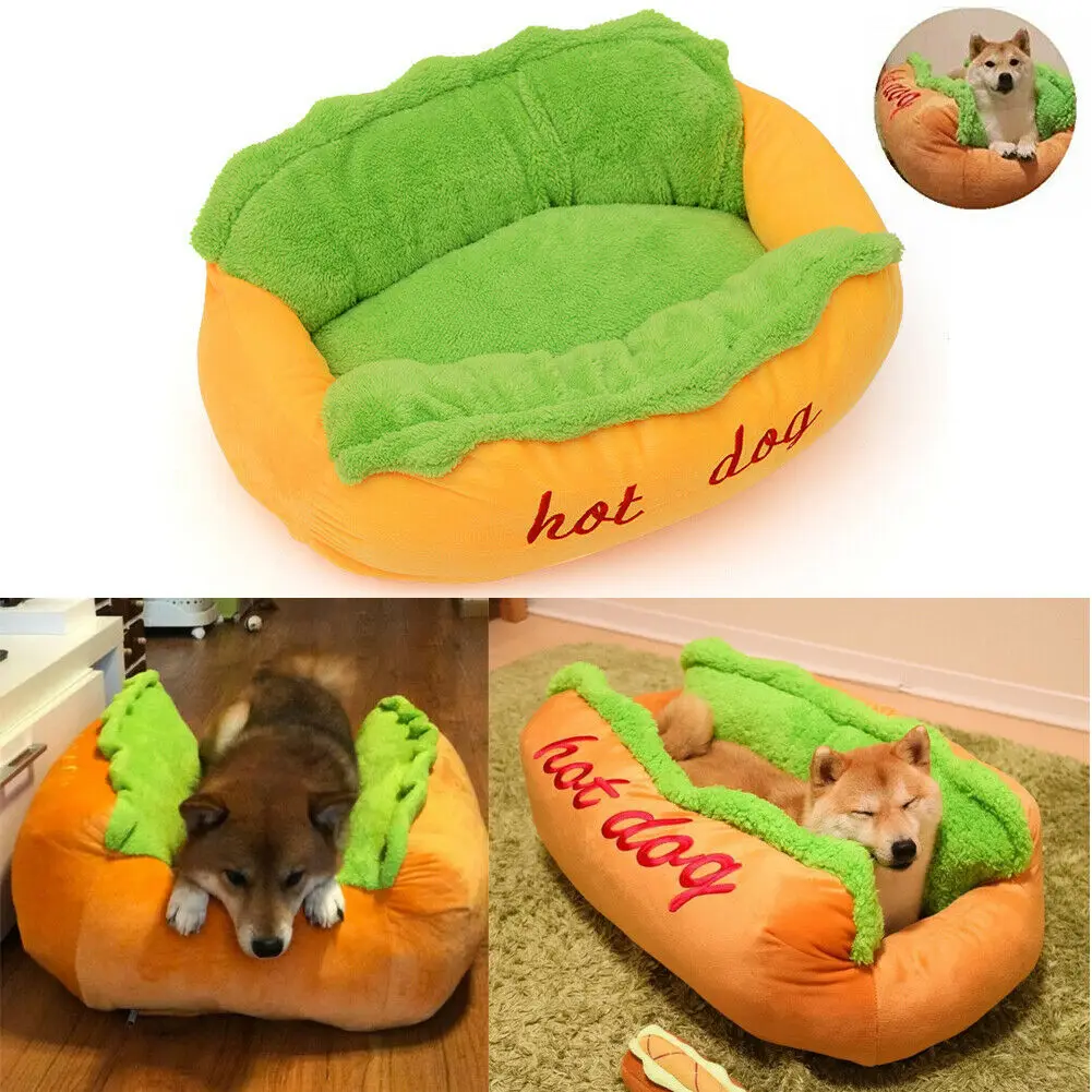 Pet Bed Cotton Hot Dog Shape Kennel Cat Nest Puppy House Warm Mat Cushion Washable Pad | Дом и сад