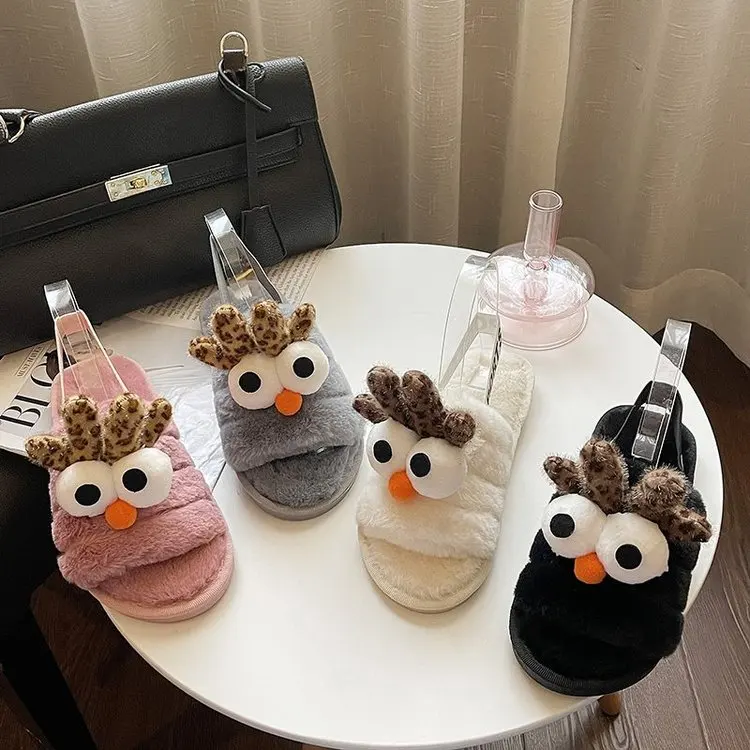 

2021 New Home Cute Bird Cotton Slippers Ladies Autumn and Winter Comfortable Slippers Furry Slippers Women Fashion Women's Shoes