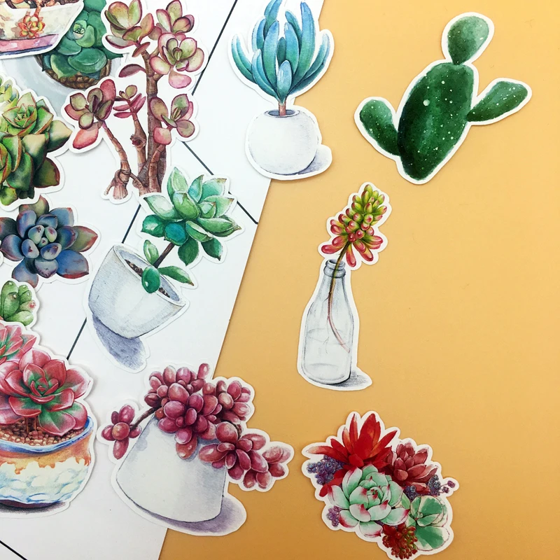 27 шт. акварельным рисунком суккулентные растения Наклейка С КАКТУСОМ дневник