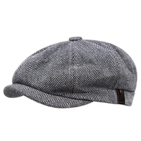 spring summer cotton and linen herringbone mens beret casual retro wild newsboy hat ivy hat mens painter hat octagonal hat