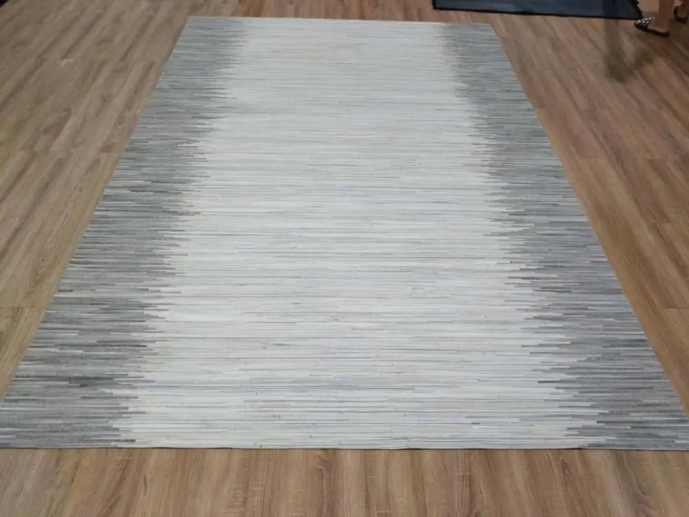 Современные серые полосы воловья кожа ковер смешанный светильник серый