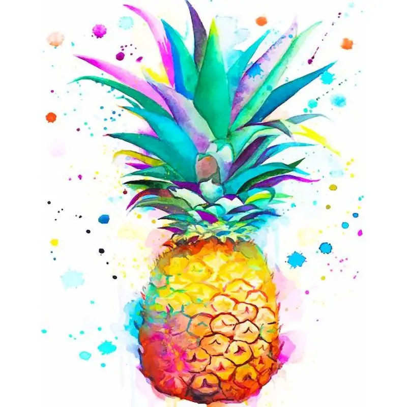 

RUOPOTY 60x75cm Frame Painting By Numbers Pineapple For Adults Handmade Fuirt Picture Home Decor Handpainted Wall Art