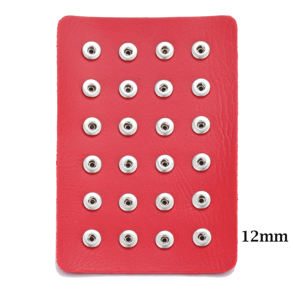Fit 12mm Snaps Новая ювелирная витрина 24 шт 12 мм и 18 мм кнопки ювелирные изделия 10 цветов черный держатель из натуральной кожи - Окраска металла: Fit 12mm Snaps