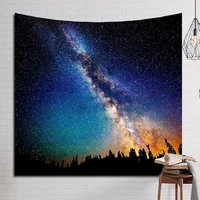 cammitever psychedelic beautiful stars starry sky fabric wall hanging tapestry decor polyester curtains plus long table cover
