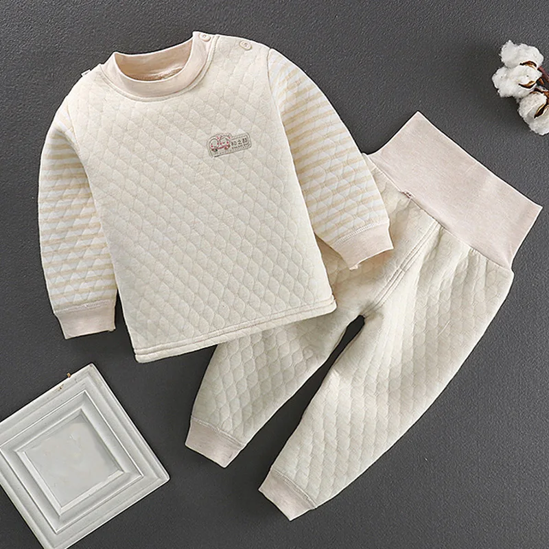 Зимние плотные трехслойные хлопковые трусы для маленьких девочек Термобелье