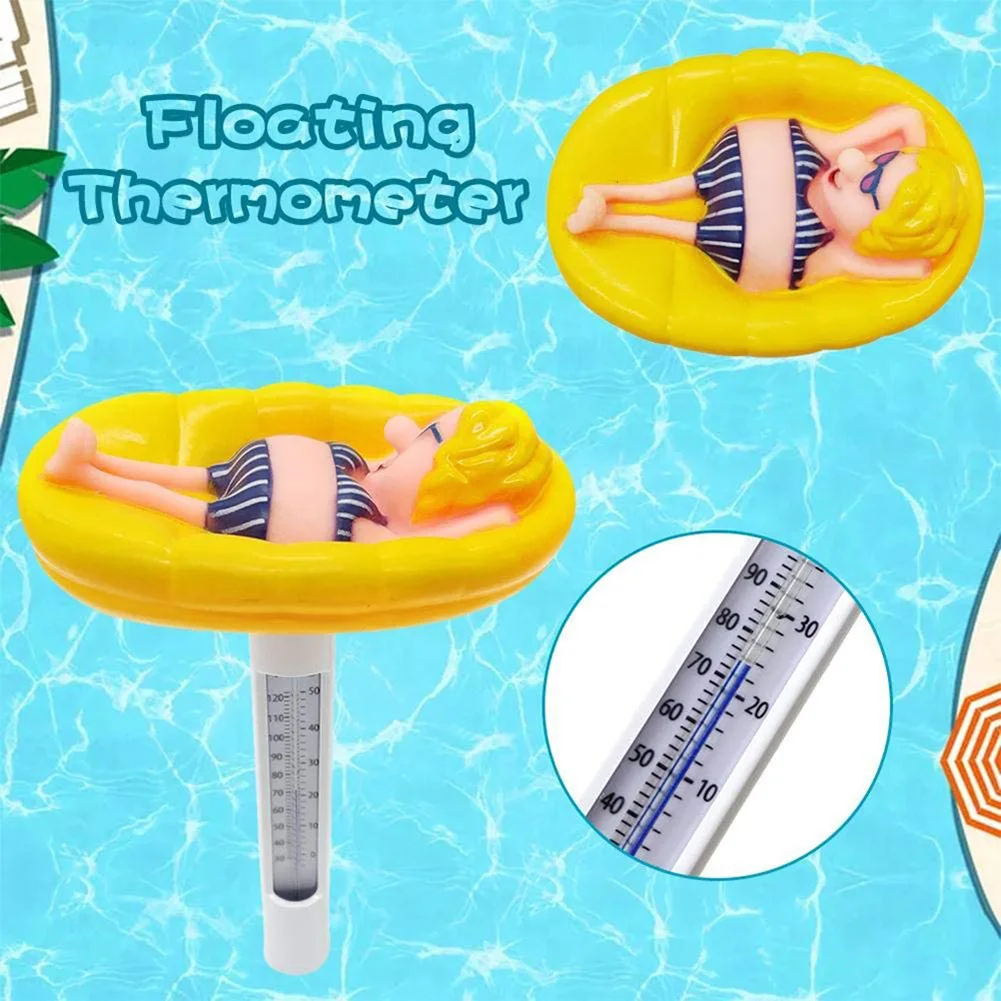 

NEW Swimming Pool Thermometer Degree Celsius/ Degree Fahrenheit Exact Temperature Values Cartoon Pool Thermometer with Cord