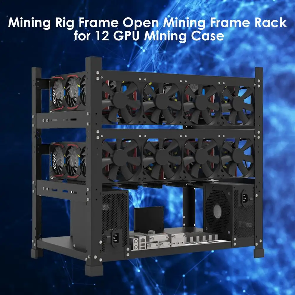 

Open Mining Rig Frame 12 GPU Mining Case Rack Motherboard Bracket 6/8/12 GPU Slot Ether Accessory Tool