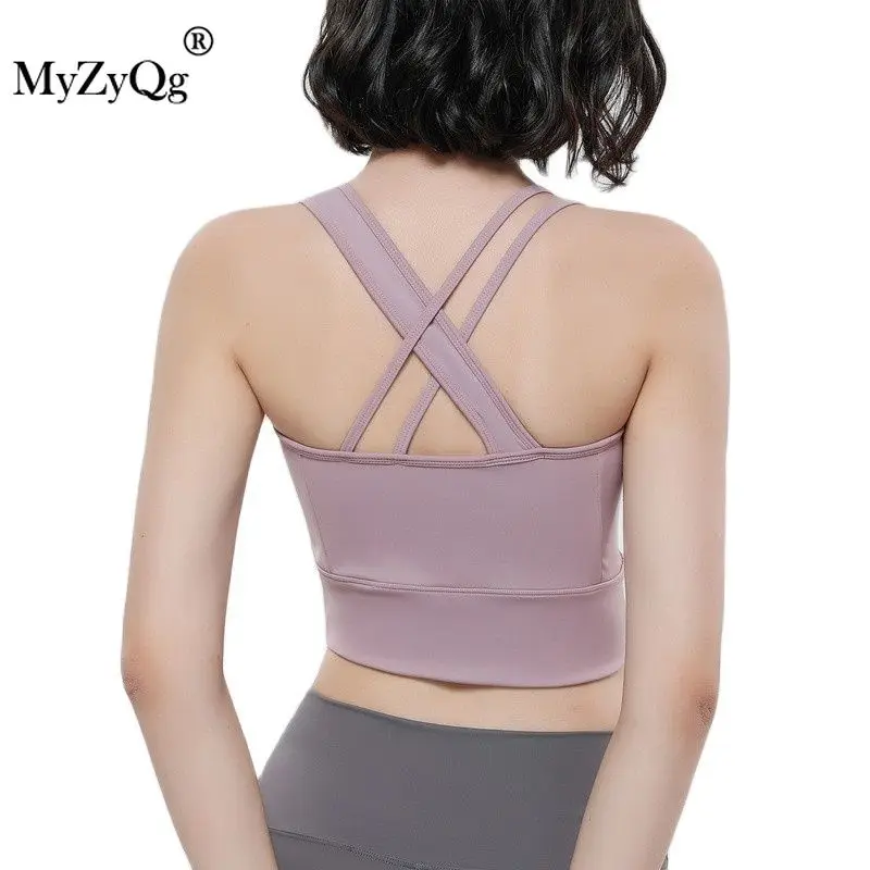 

Women High-intensity Sports Vest Yoga Bra Gather Shockproof Beauty Back High Impact Running Underwear Gym Fitness Workout Top