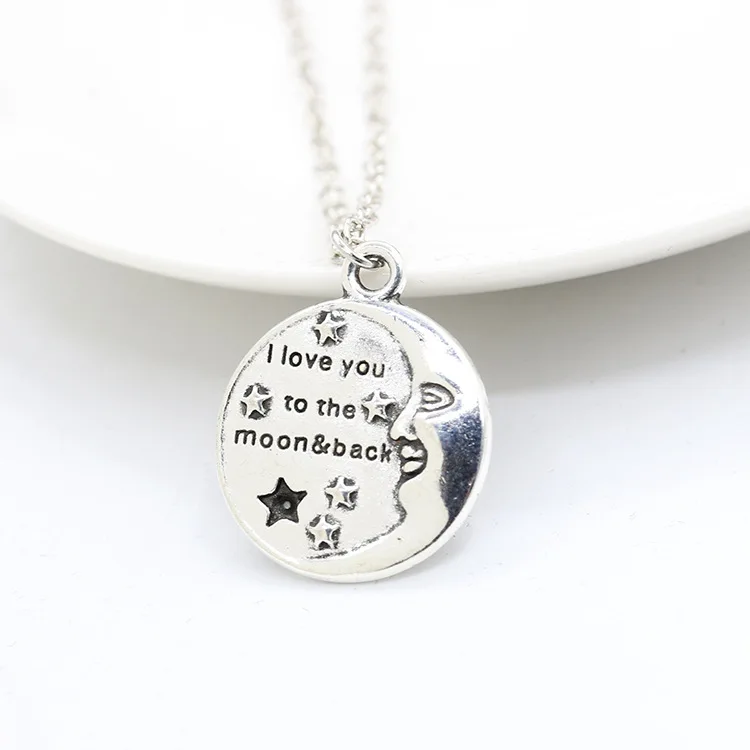 ZYZQ ожерелье с выгравированной надписью на английском языке дизайн Луны Love You To The
