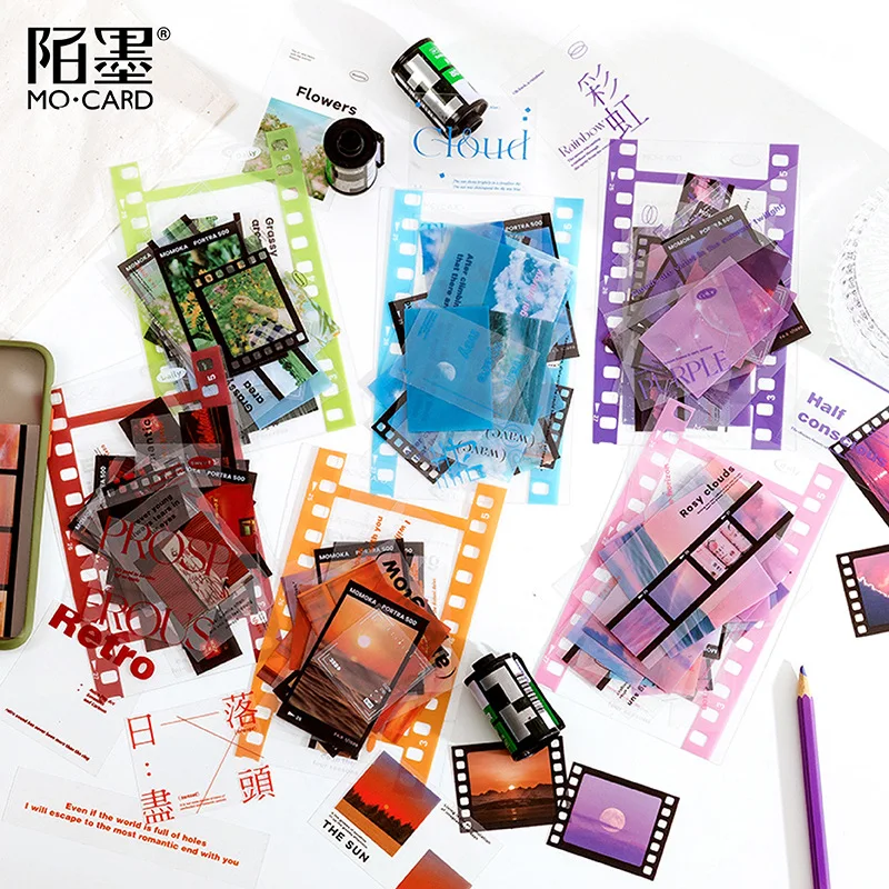 

45pcs PET Vintage Film Landscape Cosmos Flower Scrapbooking Journal Decorative Label Sticker Diary Stationery Album Stickers