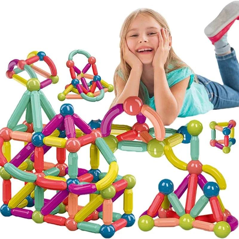 Магнитный конструктор для мальчиков, набор строительных блоков Монтессори, развивающие игрушки, Магнитный конструктор, 25-64 шт. конструктор 1 шт магнитный конструктор для детей