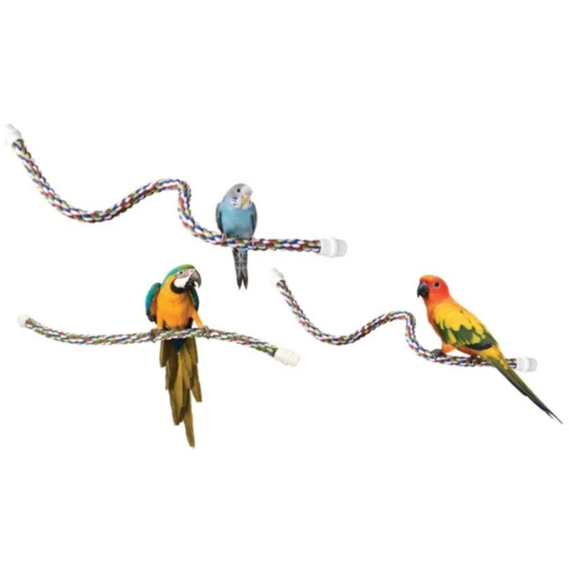 

Parrot Perches Rope Bird Standing Toys Cotton Rope Colorful Hanging Braided Chew Rope Bird Cage Cockatiel Toy Swing Supplies