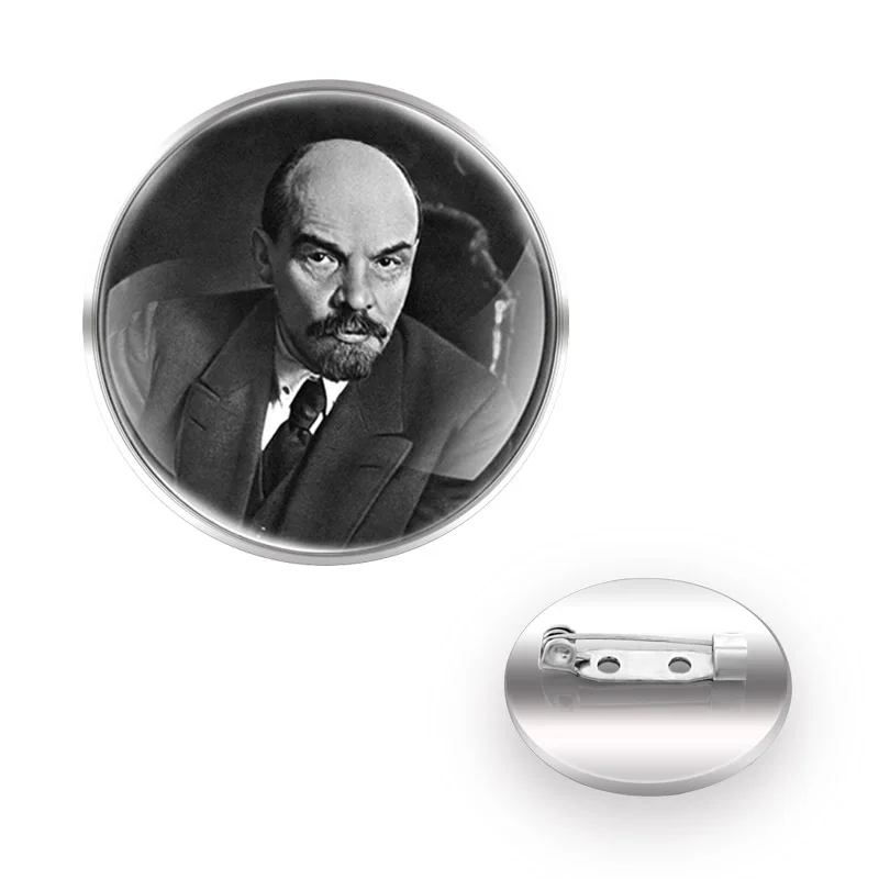 

Vladimir Ilyich Ulyanov Ле́нин Classic Brooch Badge Glass Cabochon Collection Pins Decoration Jewelry Gift